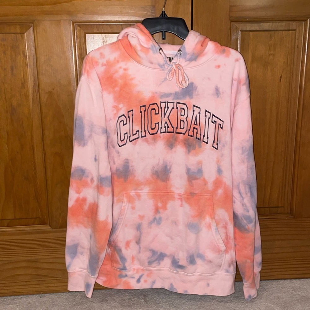 David Dobrik “CLICKBAIT” medium pink and purple tie dye vintage hoodie